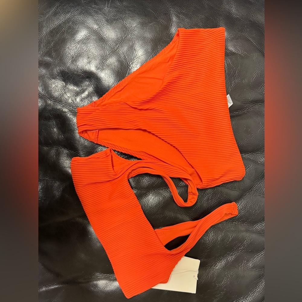 COS scoop neck ribbed bikini set - orange
